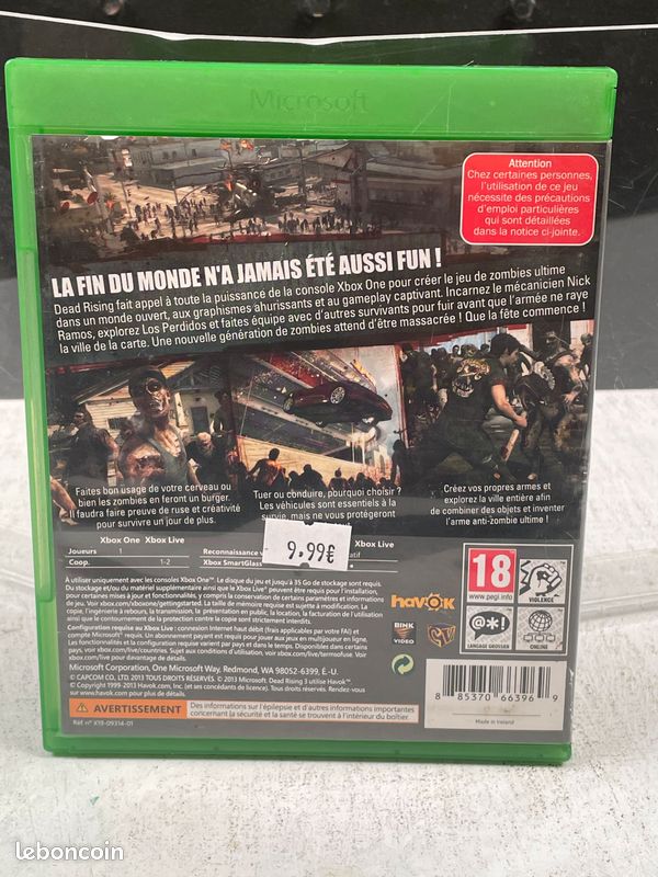 Jeu Deadrising 3 Pour Xbox One - État Comme Neuf, Boîte Et Notice Incluses