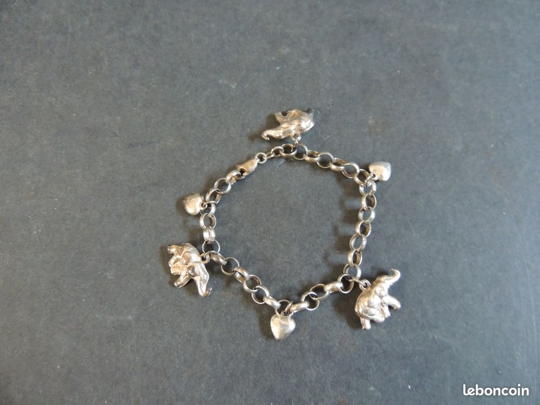 Bracelet Argent 925 Avec 8 Breloques - Longueur 21cm, Largeur 20mm - 39,1g