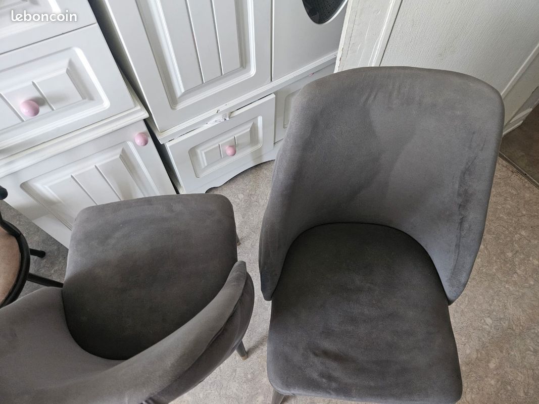 Lot de 2 chaises velours gris modernes (image 3)