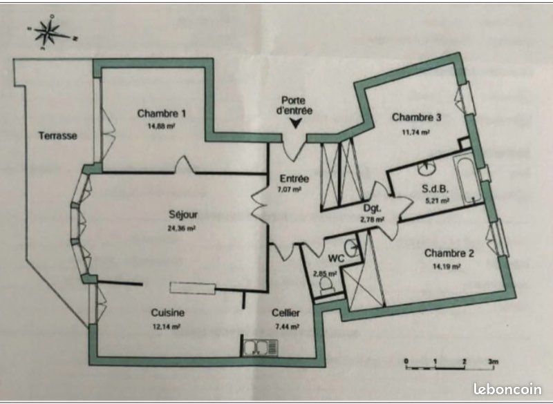 Appartement 4 pièces 101 m² · à Pau · 101 m² · 1 500 €