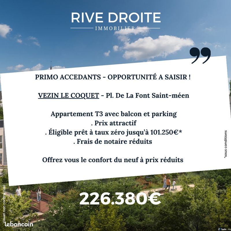 Appartement 3 pièces 59 m² · à Vezin-le-Coquet · 59 m² · 226 380 €