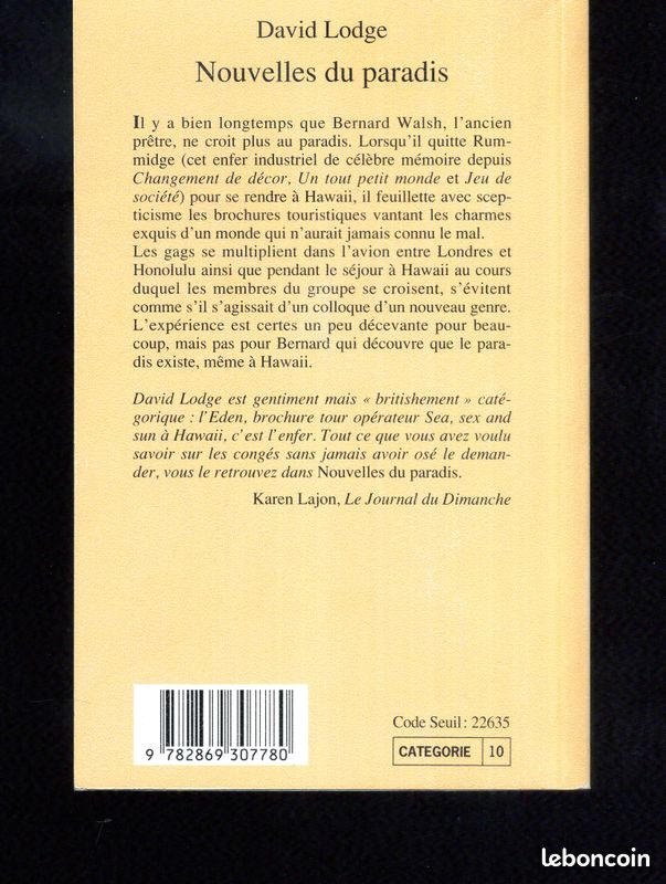 Romans auteurs David Lodge Nouvelles du paradis (image 2)