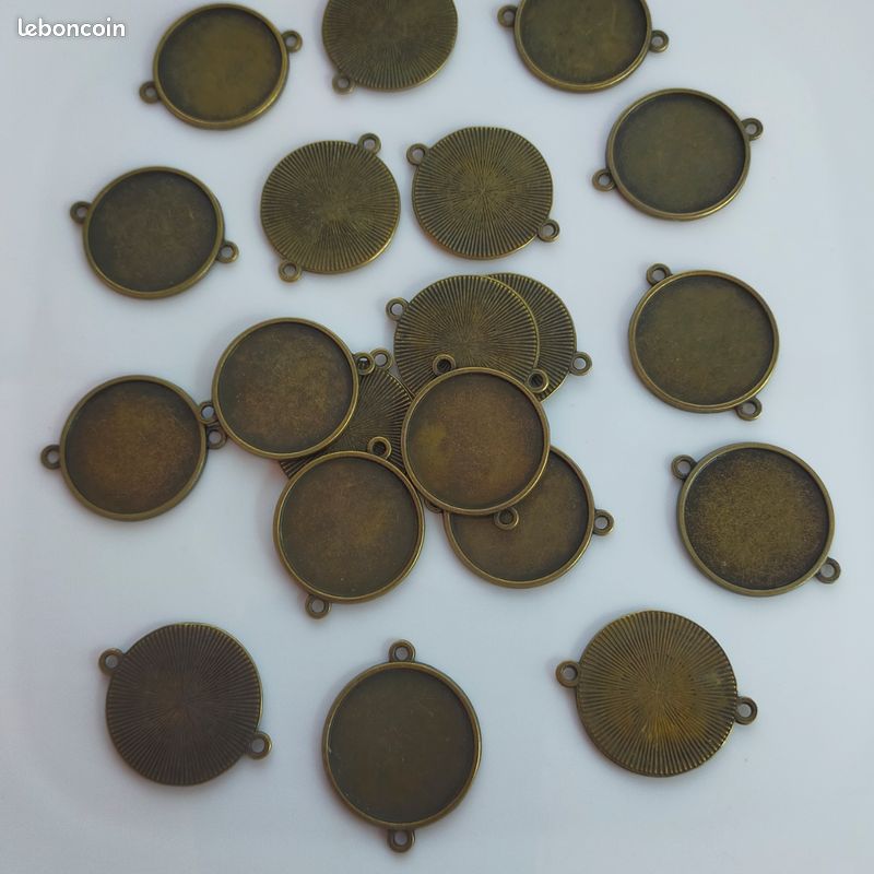 20 connecteurs support à cabochon bronze 25mm Lot n°5588 (image 1)