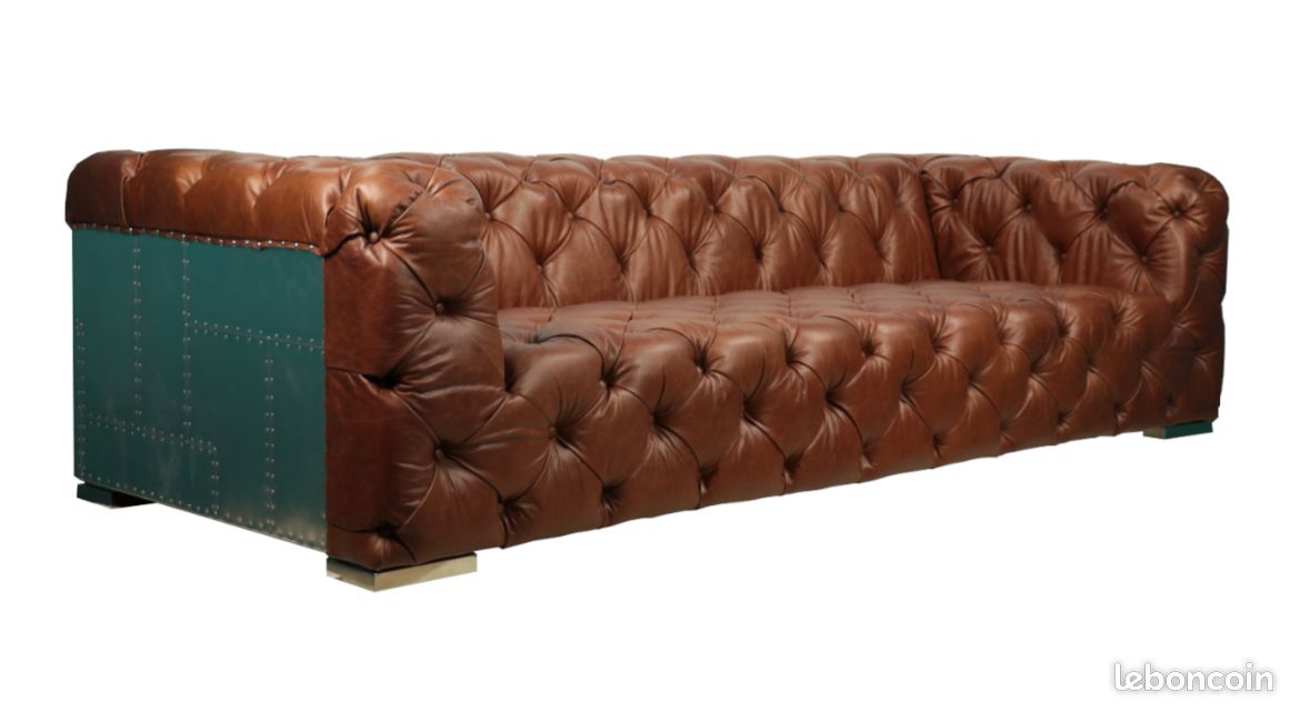 Canapé Chesterfield Aviateur en Cuir (Neuf) - decoduweb (image 2)