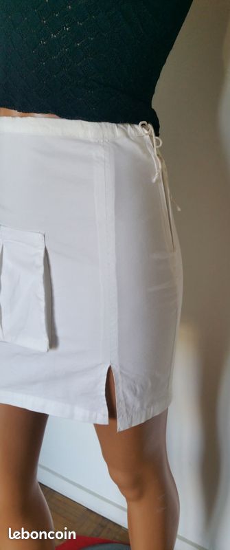 Mini jupe blanche originale vintage - Taille XS (34) (image 4)
