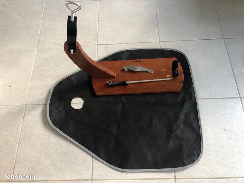 Support à Jambon Complet Jamonprive - Couteau + Fusil + Couvre + Torchon + Pinces - Coupe Serrano Ibérique