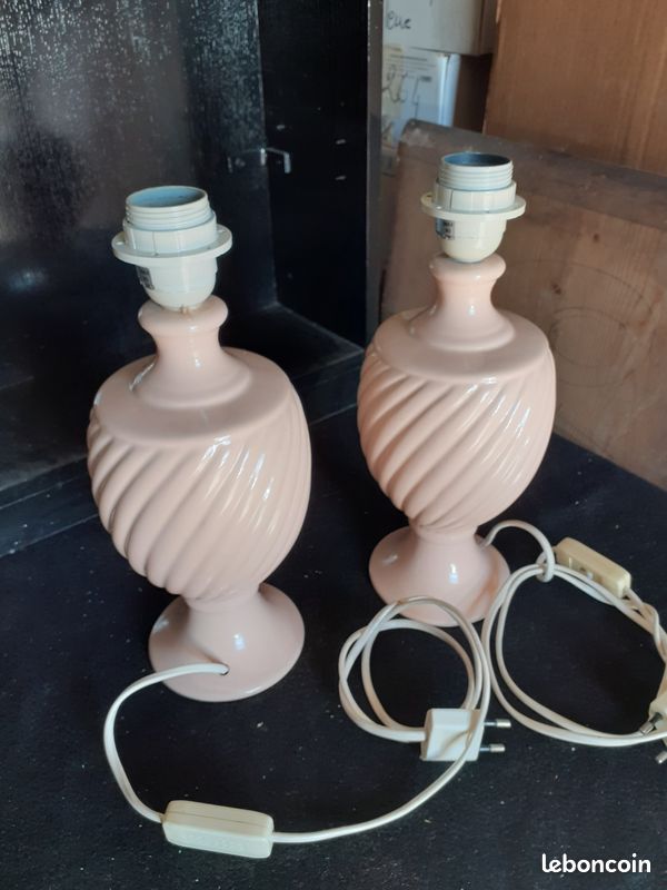 Lot de deux pieds de lampe vintage en céramique (image 4)