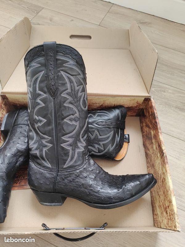 Bottes Old Gringo Santiags Homme Taille 45 Noir - Cuir, état Comme Neuf, Fabriqué En Autriche