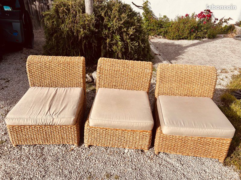 Trois fauteuils en osier (image 1)