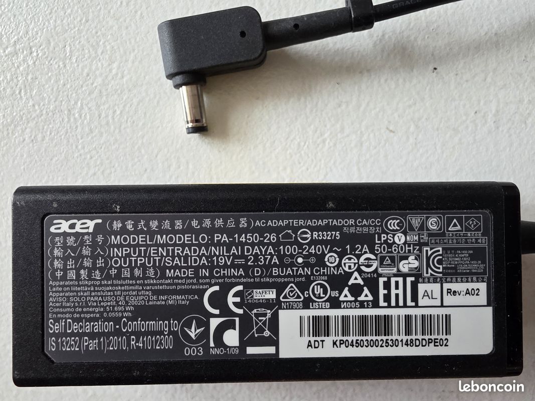Chargeur Acer PA-1450-26 19V 2,37A 45W (image 1)