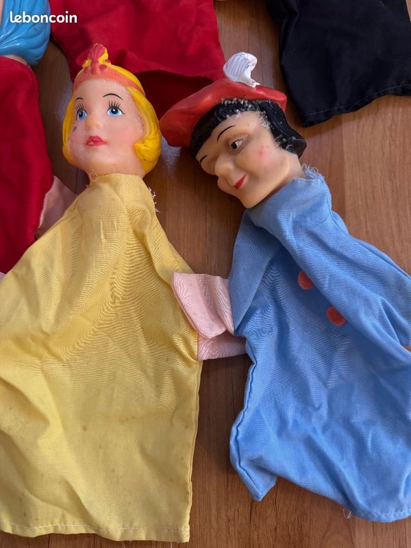 Lot 7 marionnettes main vintage spectacle Guignol theatre enfant collection (image 3)
