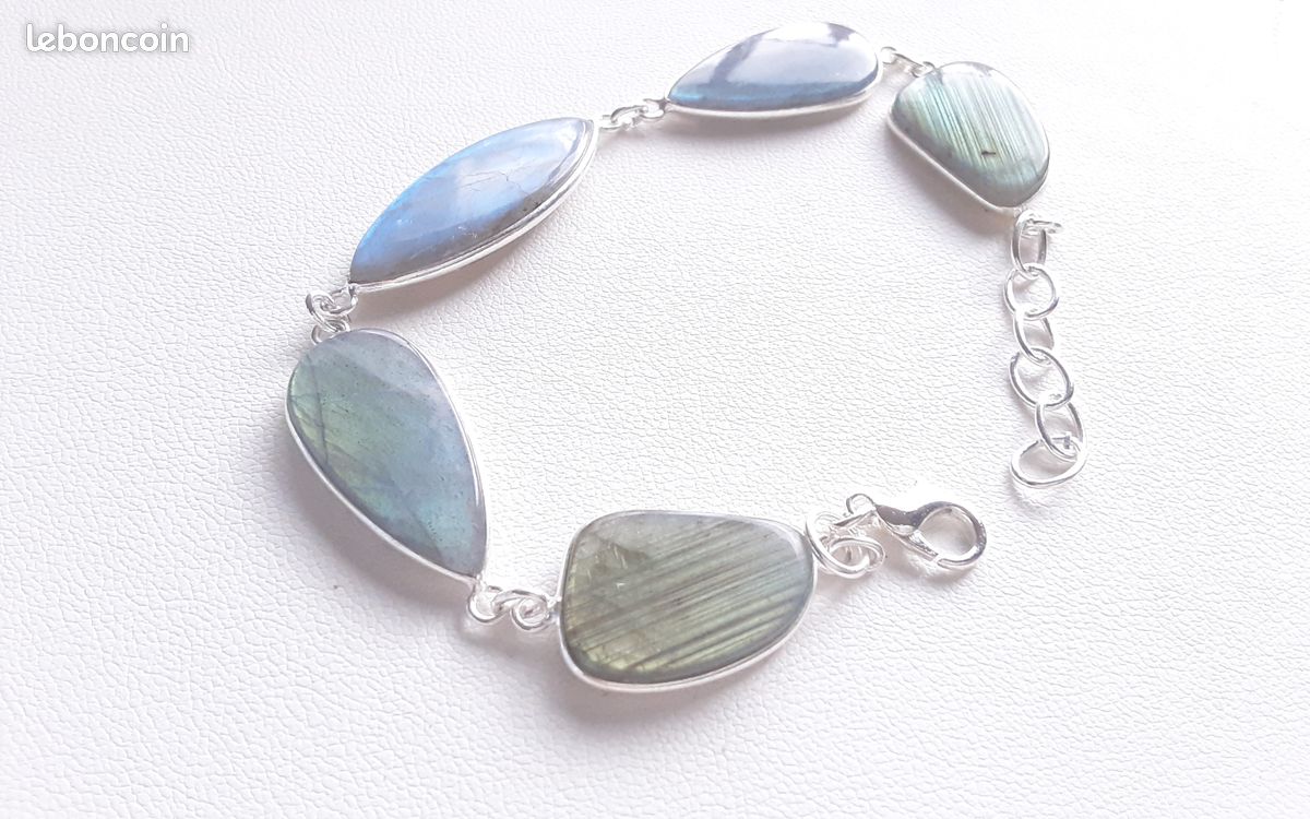 Superbe bracelet en pierre naturelle Labradorite pièce unique (image 2)