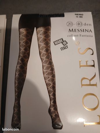 Lot De 3 Paires De Collants Fantaisie Italien - Taille 3 (44/46), 15 Deniers, Noir Translucide