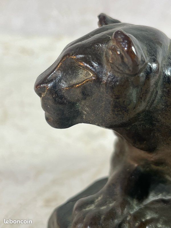 Panthère en bronze signée BARYE panthère de Tunis sculpture animalière ancien (image 7)