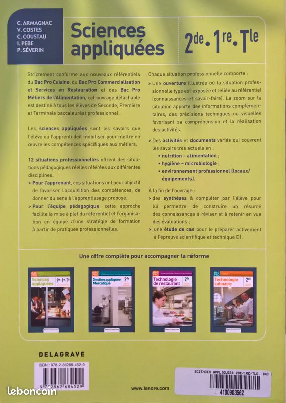 Cahier d'exercices - Sciences Appliquées Bac Pro - Editions DELAGRAVE (LT Jacques Lanore) (image 3)