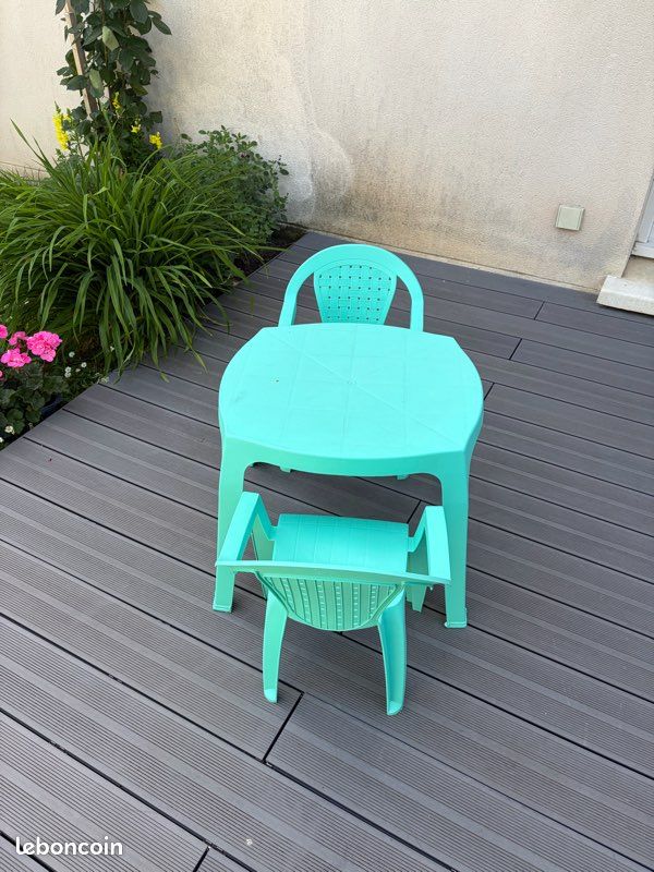 Ensemble table, plus deux, fauteuils jardin, enfants (image 3)