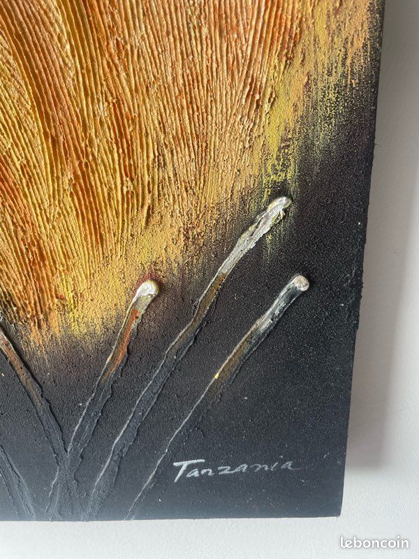Grand Tableau Lion XXL texturé (Maisons du Monde) - 120x90cm (image 4)