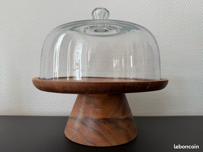 Cloche Ancienne en verre Bullé rose Style Art Deco Idéal Fromage