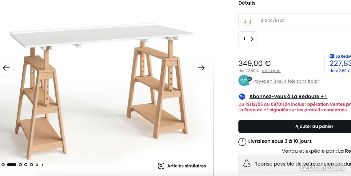 Bureau tréteaux La redoute (image 1)