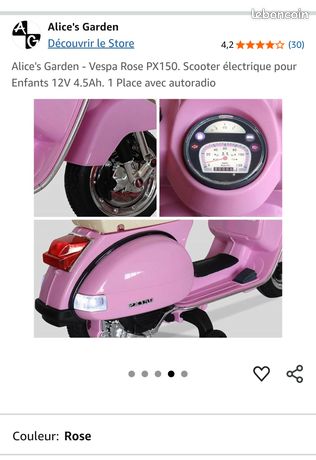 Scooter Électrique Enfant Vespa PX150 - 12V Avec Autoradio, Phares