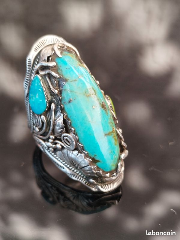 Bague argent massif pierre turquoise Montres Bijoux