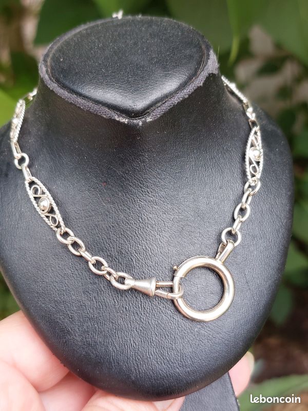 Chaîne de montre à gousset ancienne en argent Montres Bijoux
