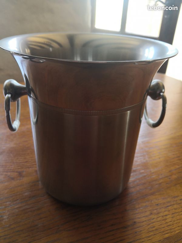 Ancien Seau à champagne De Jean Couzon inox Satiné 18/10 Made in France