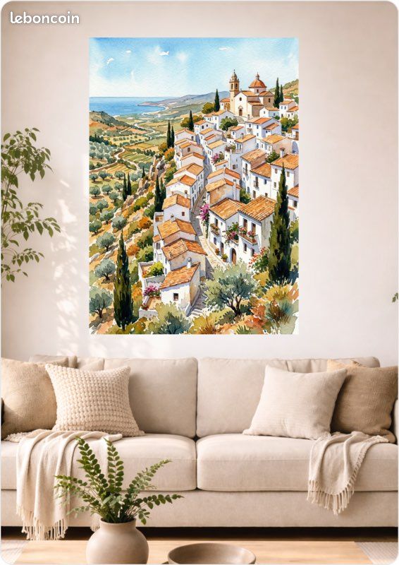 Tableau Toile Paysage Cinque Terre Europe - Poster Coloré Montagnes Méditerranée