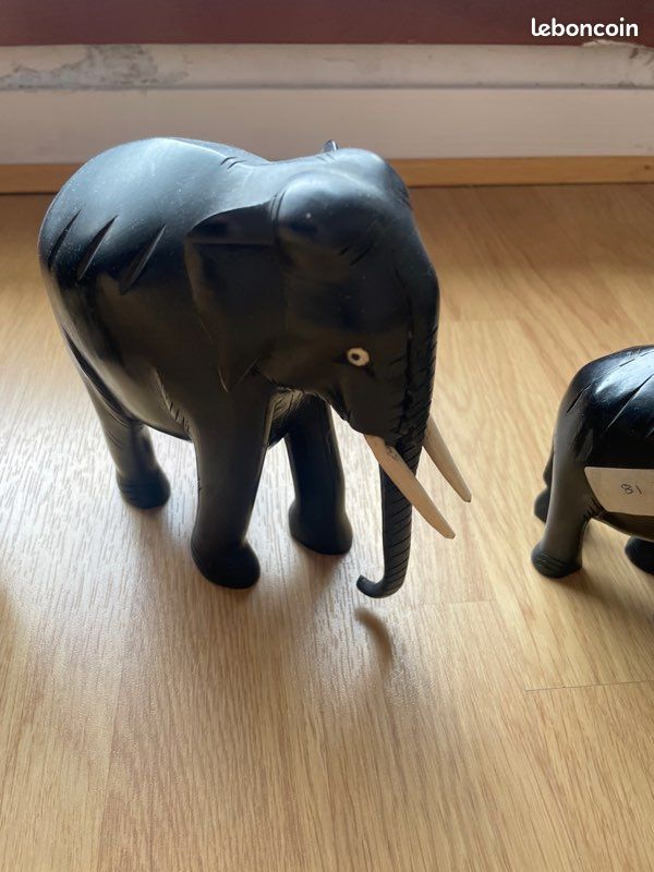 Lot éléphants ébène et ivoire (image 3)