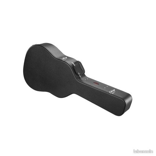 Étui de guitare VEVOR, étui rigide en forme de citrouille de 110 cm, avec serrure et poignée à clé, rembourrage en PVC, pour guitares acoustiques de 99 à 104 cm, noir (image 1)