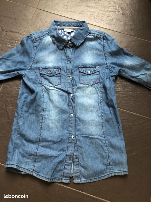 Chemise jeans bleu 10 ans Vertbaudet coton (image 1)