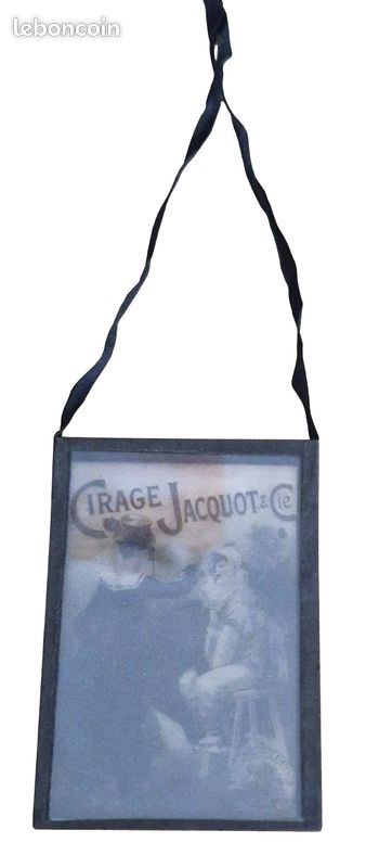 Rare Plaque de projection publicitaire verre réclame ancienne Cirage Jacquot Clowns Cirque c.1900 (image 12)