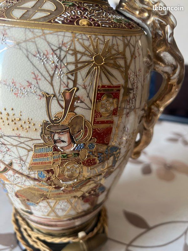 MAGNIFIQUE PETIT VASE en céramique japonais 10,5 cm x 10,5 cm vintage