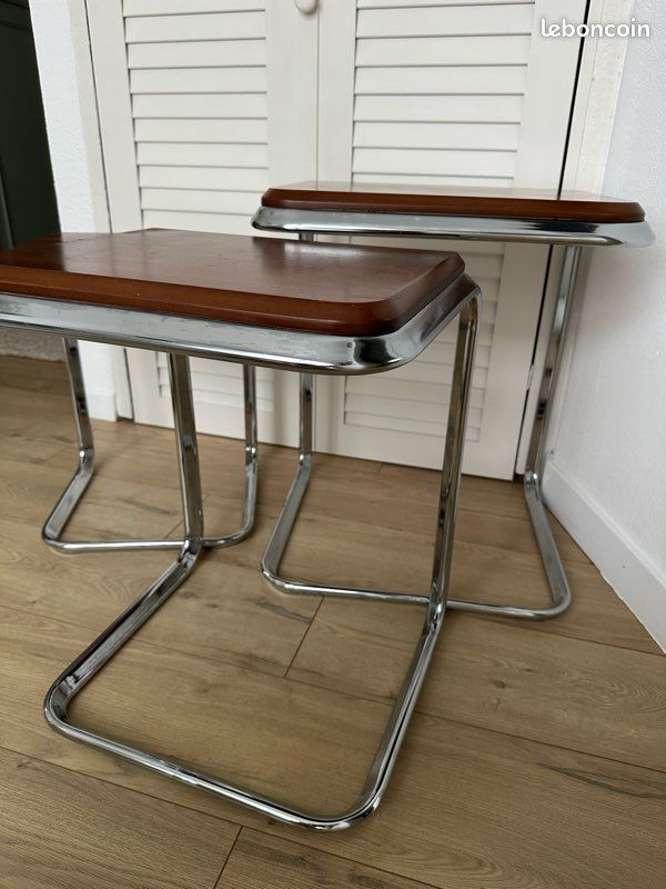 Lot de 3 Tables Gigognes Vintage – Style Bauhaus / Années 70 (image 9)