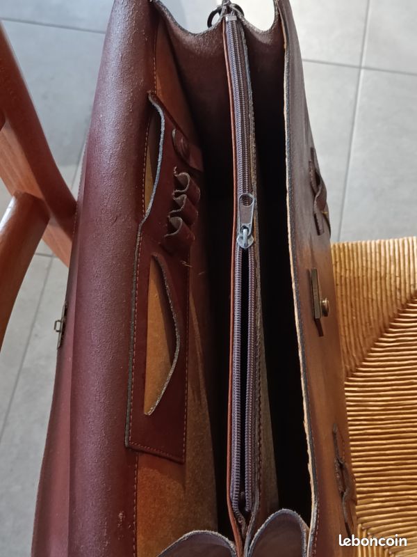Cartable Serviette en cuir "Chanline Paris" 2 soufflets (image 3)