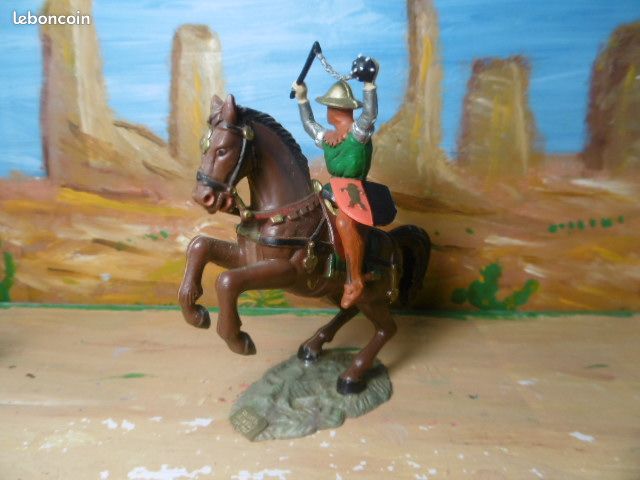 Figurine Starlux Chevalier Médiéval à Cheval - 1/32 (60mm) - Fabriquée En France (occasion)