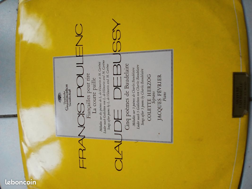 Disque vynile de musique contemporaine, Francis Poulenc et Claude Debussy, interprété par Colette Herzog et Jacques Février (image 1)