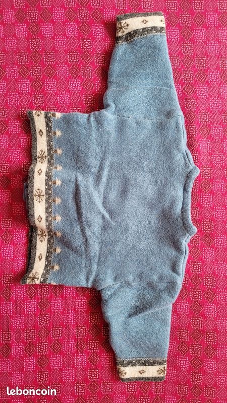 Gilet couleur bleu pour bébé de 12 mois marque "Graine de Lune" mesurant 24cm de longueur (image 7)