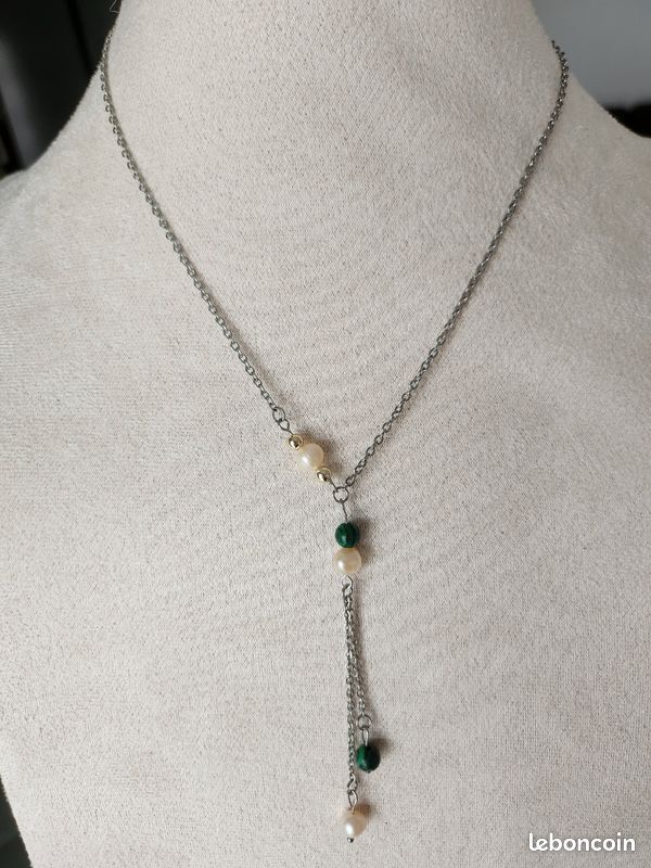 Collier en pierres naturelles & double pendant 🌹 (image 2)