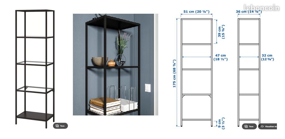 Etagere metal verre moitie prix (image 2)