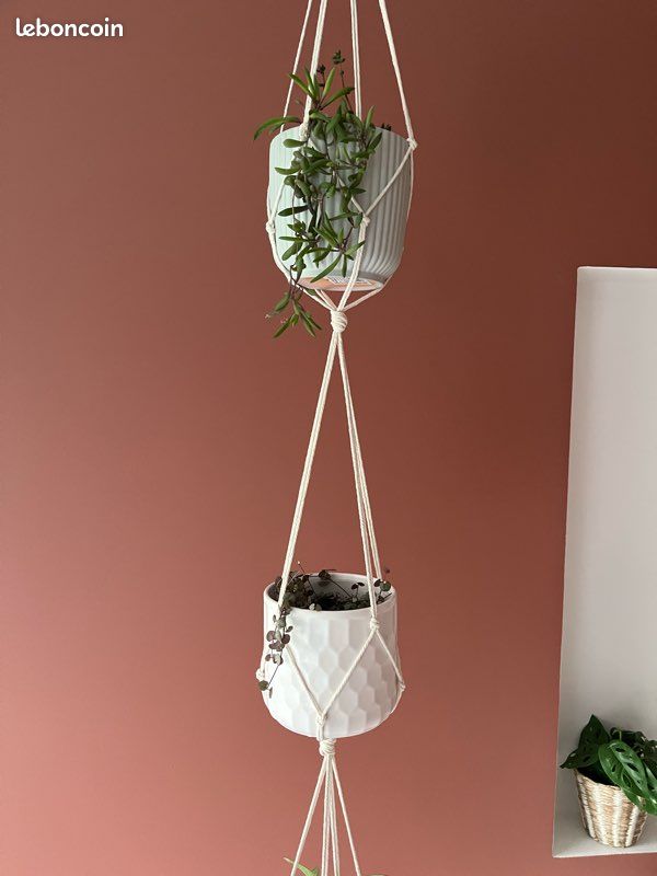 Suspension macramé 3 niveaux 170 cm – Fait main (image 2)