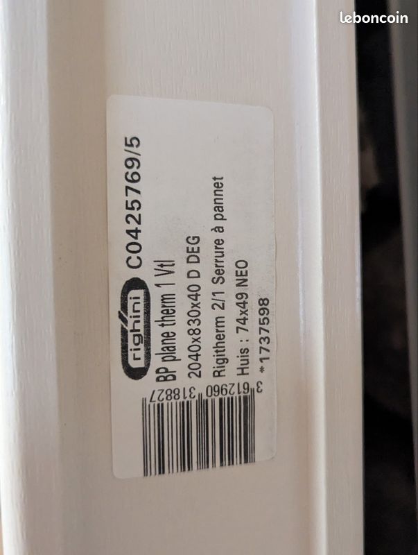 Bloc porte isolante, 3 points de veroullage, 204*83 (image 5)