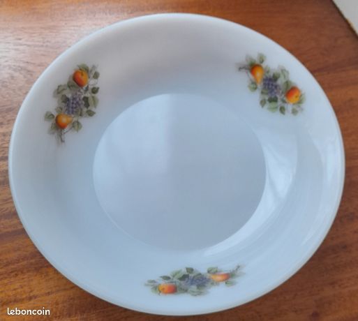 Saladier Arcopal Ronsard - Décor Fleuri Blanc - Verre - Occasion