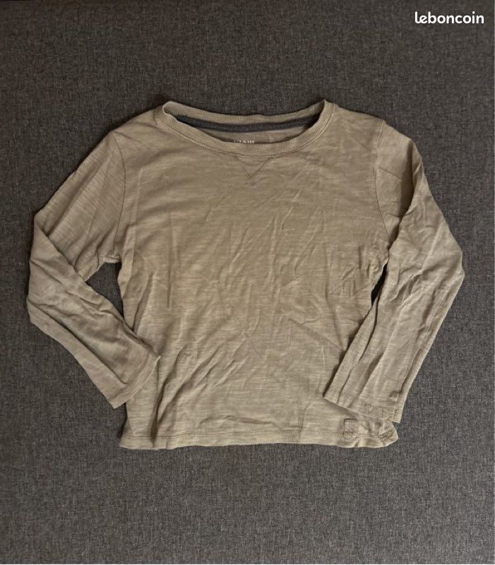 T-shirt à manches longues Kiabi 4 ans vert chiné (image 1)