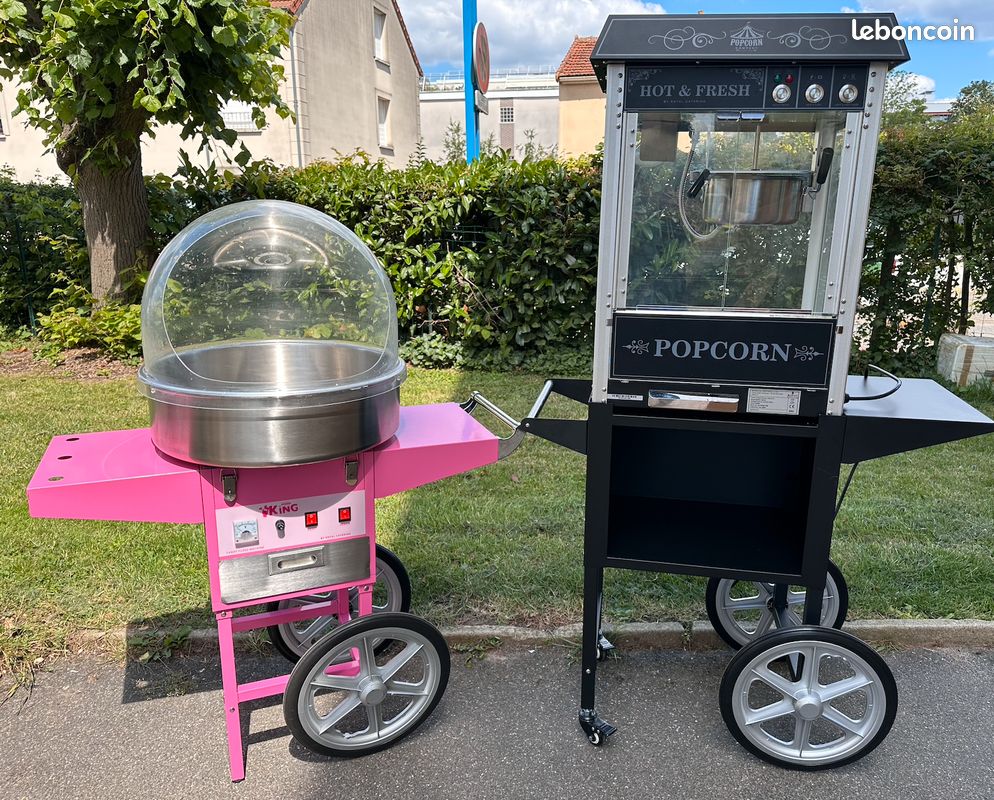 Chariot Pour Machine à Popcorn Professionnelle – Royal Catering, Acier Noir Et Or, Avec Rangement