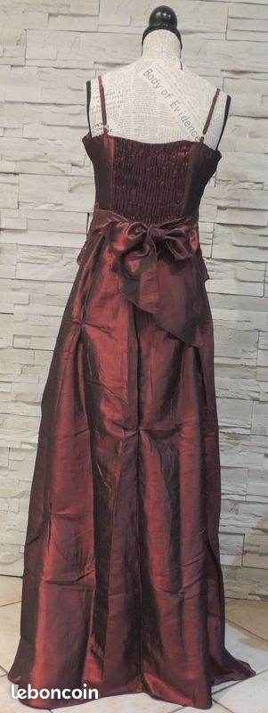 Robe longue imitation 2 pièces bordeaux taille S (34/36) (image 4)