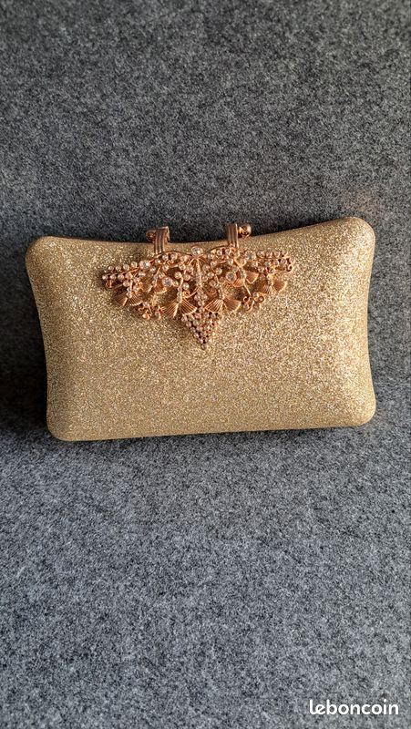 N079 Pochette strass dorée avec un ton orangern a (image 3)