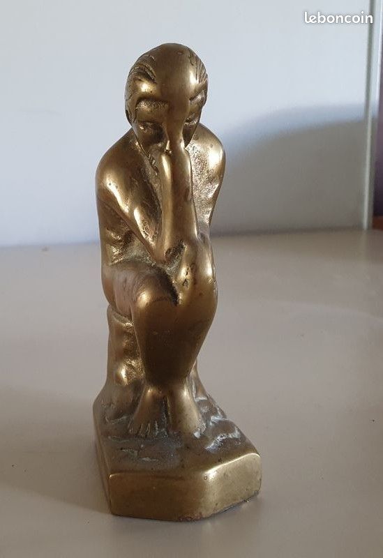 Statuette Le Penseur Auguste Rodin Bronze Sculpture Décoration Bureau Réduction (image 1)