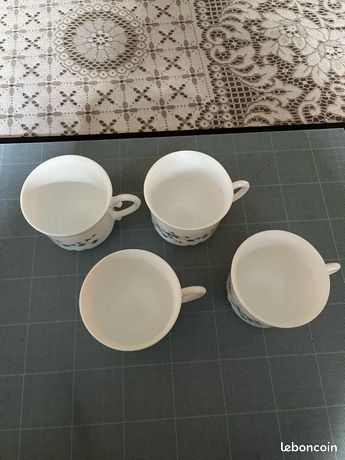 Lot De 2 Grandes Tasses à Thé Arcopal Vintage Bleues - Motif Myosotis Véronica