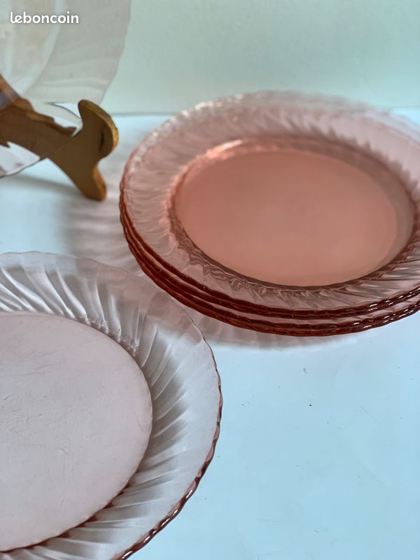 6 ASSIETTES CREUSES en verre trempé Arcoroc couleur fumée EUR 22,50 - FR